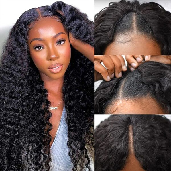 #1B U/V Part Glueless Human Hair Bumese Curly Wig 180% Density🎯 Free Shipping