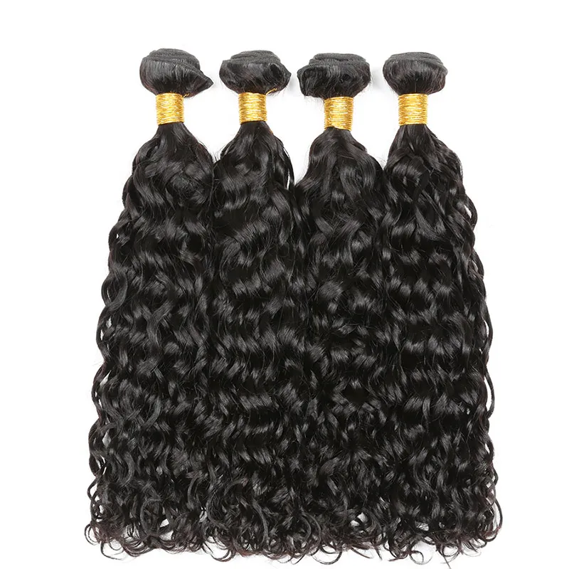 (#1B) Water Wavy Natural Black Human Hair Bundle | 4 PCS🎯 Free Shipping