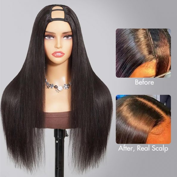 #1B U/V Part Glueless Human Hair Wig 180% Density🎯 Free Shipping