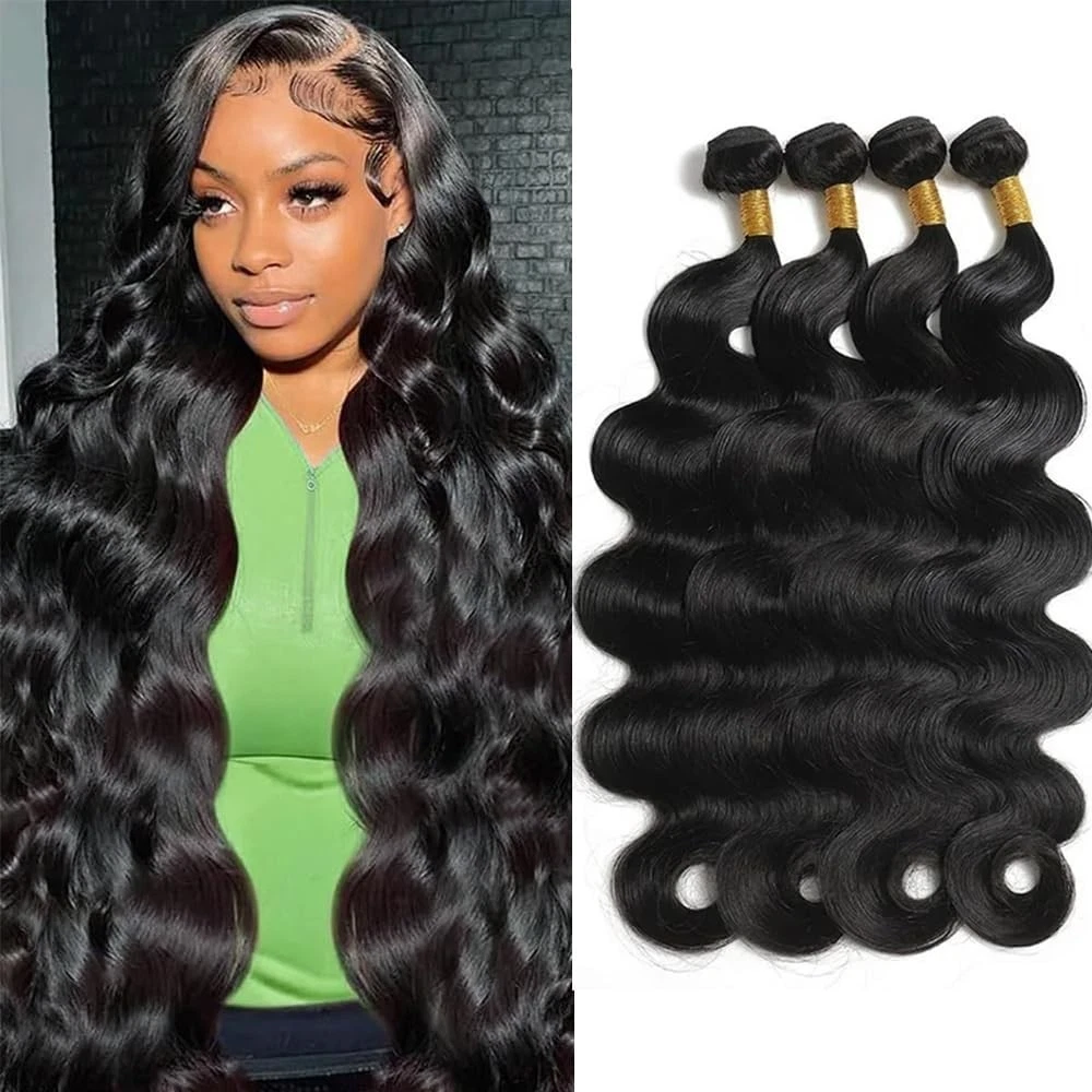 (#1B) Body Wavy Natural Black Human Hair Bundle | 4 PCS🎯 Free Shipping
