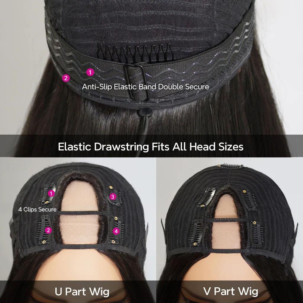 #1B U/V Part Glueless Human Hair Deep Wavy Wig 180% Density🎯 Free Shipping
