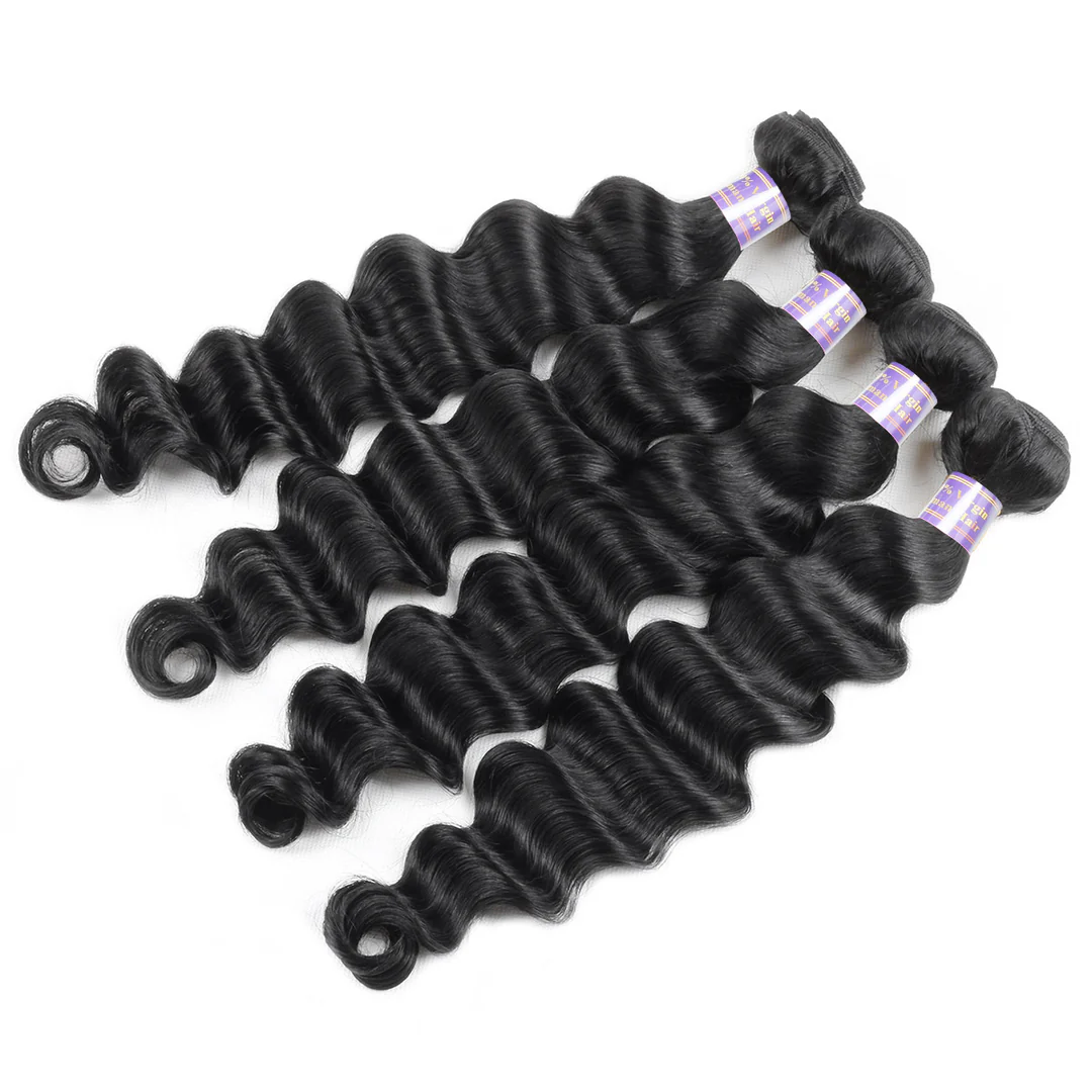 (#1B) Loose Deep Natural Black Human Hair Bundle | 4 PCS🎯 Free Shipping
