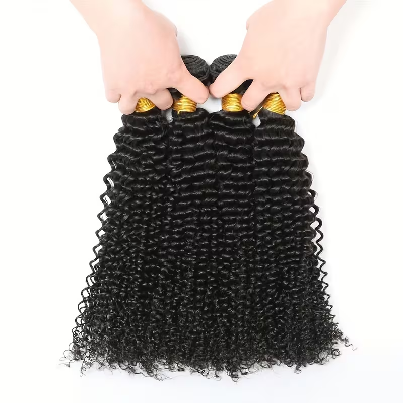 (#1B) Kinky Curly Natural Black Human Hair Bundle | 4 PCS🎯 Free Shipping