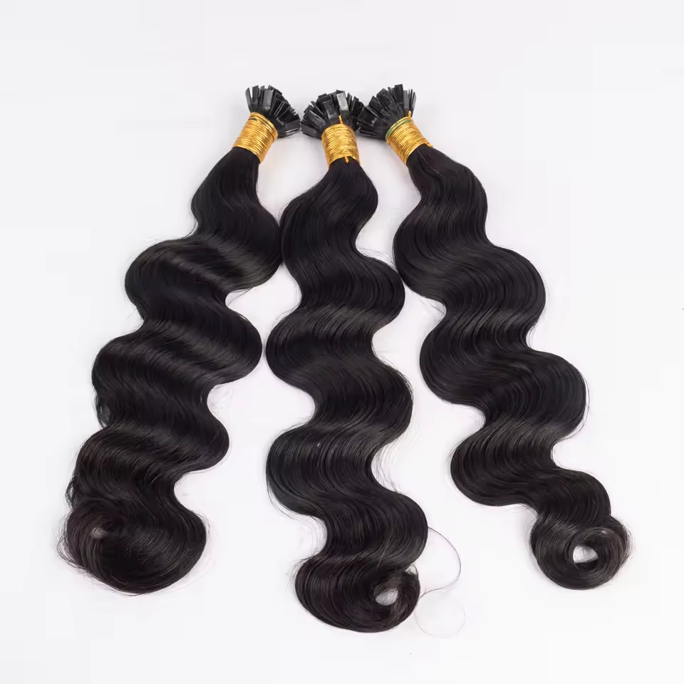 Limited Time 2-Pack Sale🔥 #1B K Tip Body Wave Human Hair Extensions 100g
