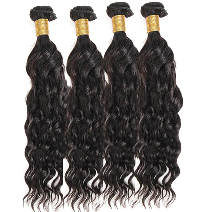 (#1B) Natural Wavy Natural Black Human Hair Bundle | 4 PCS🎯 Free Shipping
