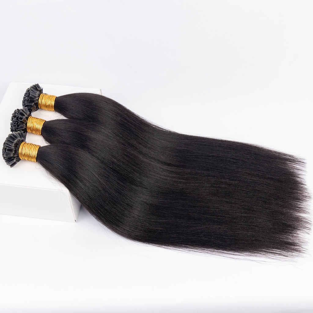 Limited Time 2-Pack Sale🔥#1B K Tip Straight Human Hair Extensions
