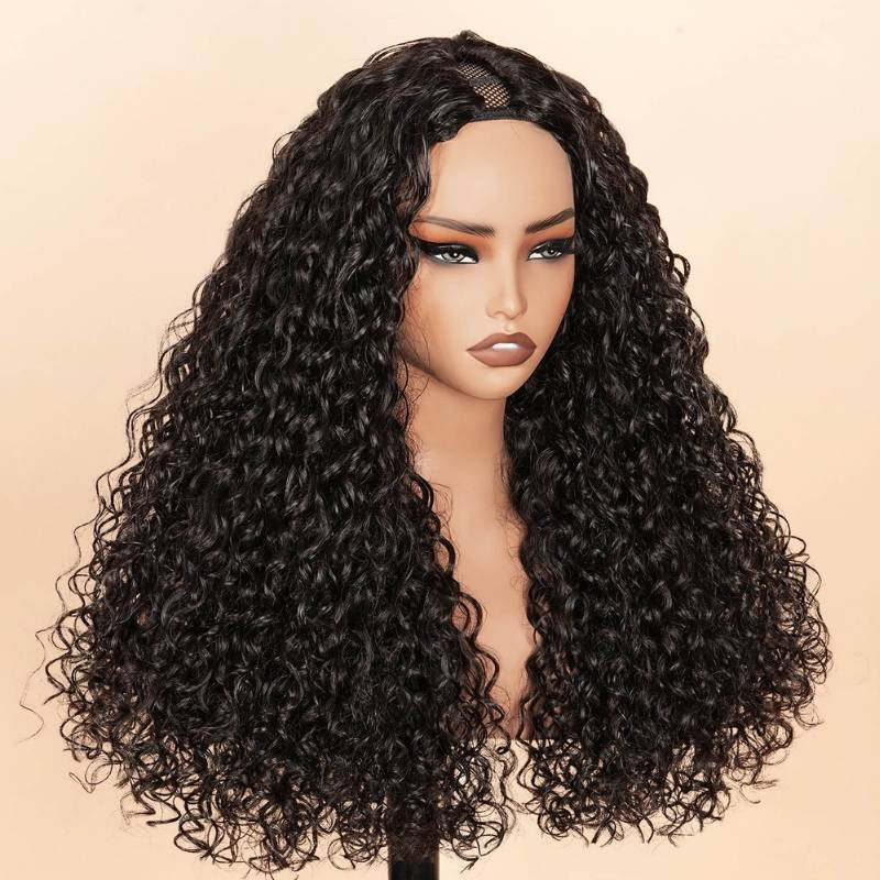 #1B U/V Part Glueless Human Hair Bumese Curly Wig 180% Density🎯 Free Shipping