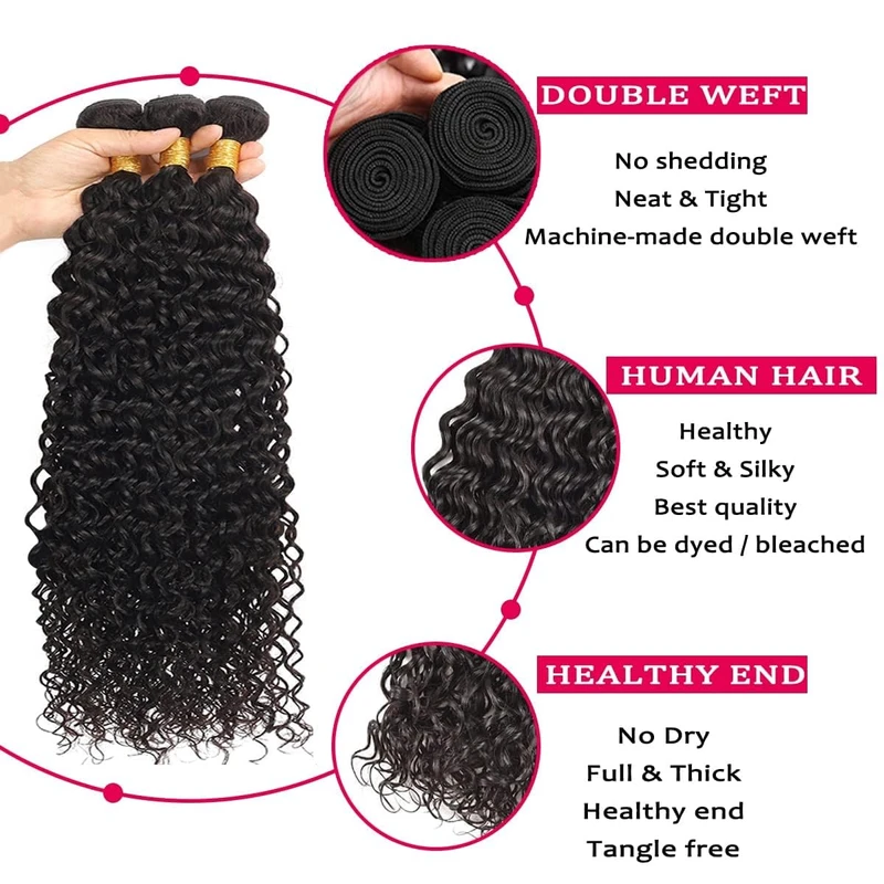 (#1B) Water Wavy Natural Black Human Hair Bundle | 4 PCS🎯 Free Shipping