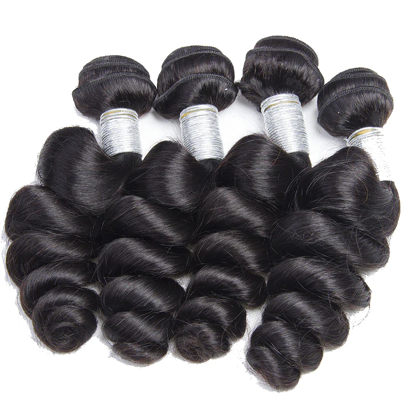 (#1B) Loose Wavy Natural Black Human Hair Bundle | 4 PCS🎯 Free Shipping