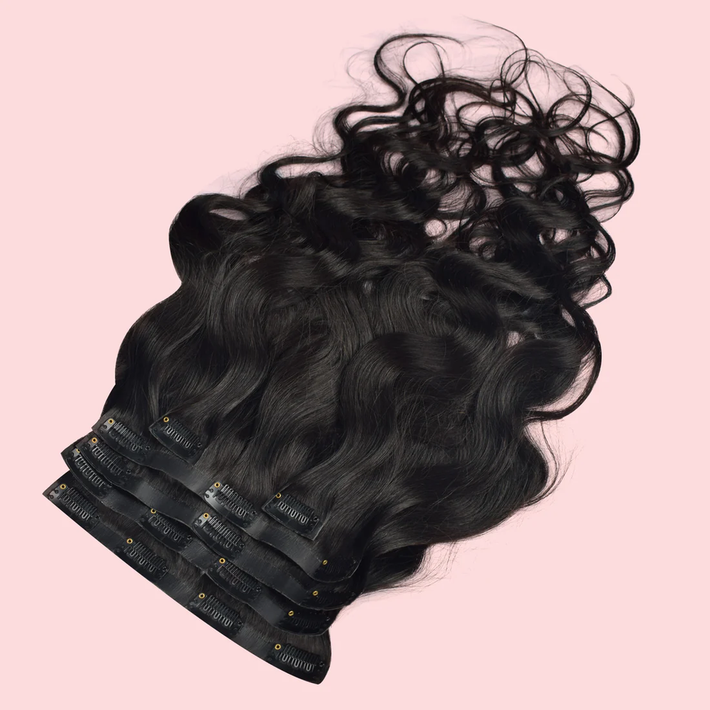 #1B Body Wavy PU Seamless Clip in Human Hair Extensions🎯 Free Shipping