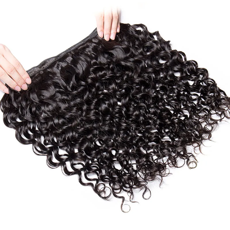 (#1B) Water Wavy Natural Black Human Hair Bundle | 4 PCS🎯 Free Shipping