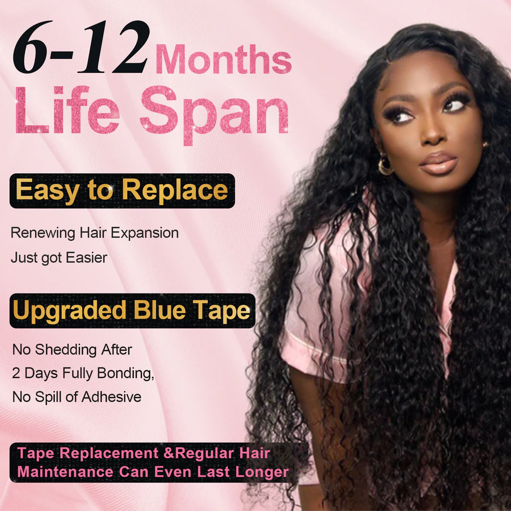 #1B Deep  Wavy PU Seamless Tape in Human Hair Extensions🎯 Free Shipping