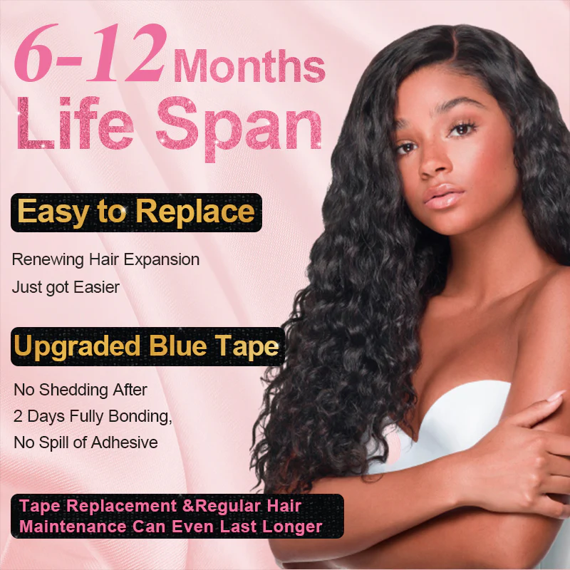 Limited Time 2-Pack Sale 🔥#1B Deep Curly PU Seamless Tape in Human Hair Extensions🎯 Free Shipping