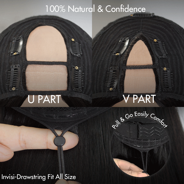 #1B U/V Part Glueless Human Hair Body Wavy Wig 180% Density🎯 Free Shipping