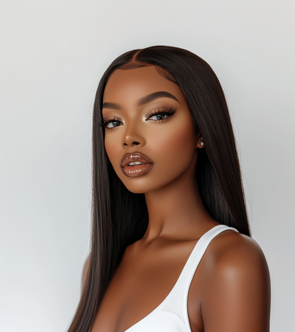 (#1B) Natural Black Human Hair 4x4 Closure Wig🎯 Free Shipping